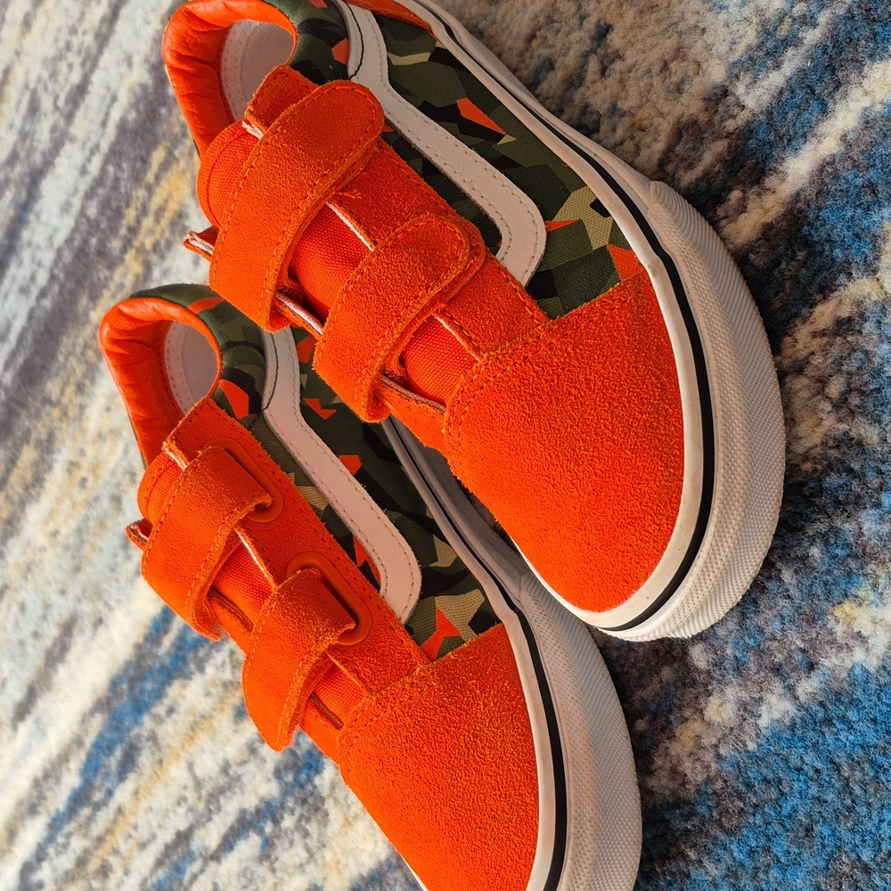 Vans Kids Old Skool Bright Orange Camo Sneakers
